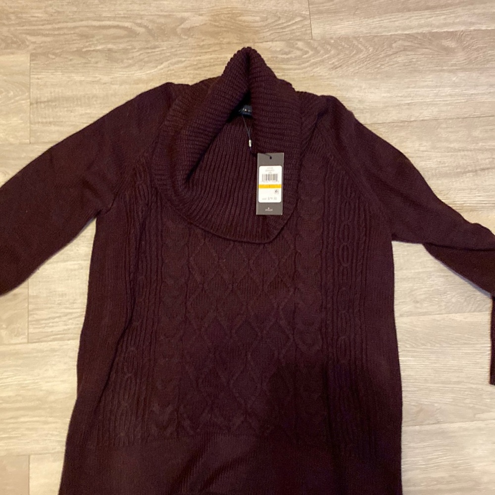 Tommy Hilfiger Deep Burgundy Cable Shawl Collar Sweater
